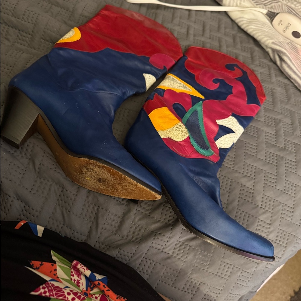 Vintage Vibrant Multicolor Heeled Boots